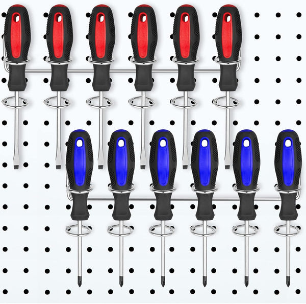 Ripeng Pegboard Screwdriver Holders - Multi Ring Tool Organizer Accessories, Six Tool Organizer Racks for Pegboard,