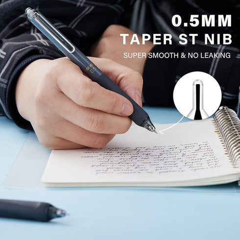 ParKoo Gel Pens, Quick Dry Ink Fine Point 0.5mm, Retractable Black Ink Pen Set for Journaling