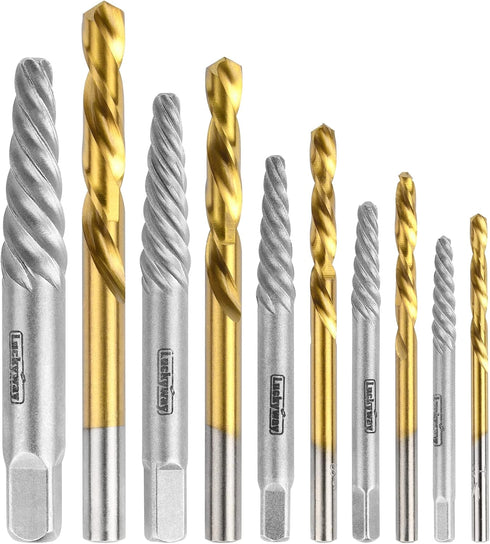 10-Piece Screw Extractor and Left Hand Drill Bit Set, Bolt Extractors for Removing Broken Studs, Bolts, Socket Screws,