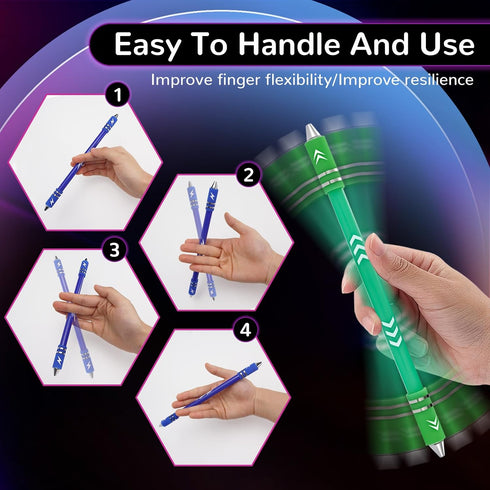 Roucerlin 2 8.5In Colors Pen Spinning with Silicone Bracelet, Metal Heads Gaming Finger Pen, Weighted Rotating
