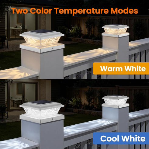 4x4 3.5x3.5 4-Pack 2 Brightever Solar Post Cap Lights, Outdoor Solar Powered Fence Post Lights Fit Vinyl/Wood Posts