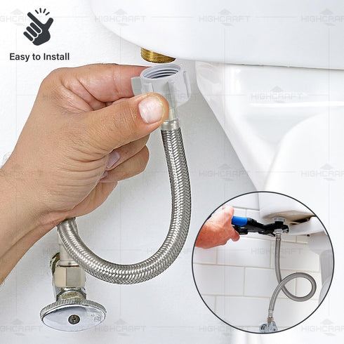 27416-NL-2 Toilet Connector, 16 Inch Braided Stainless Steel Hose, 3/8 Compression x 7/8 Female Ballcock Nut