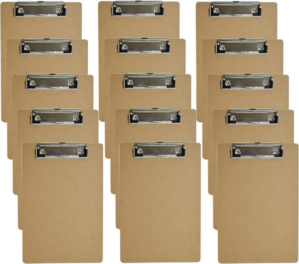 HappyHapi 15 Pack Mini Clipboards, 6 x 9 Inches A5 Small Clipboards for Home, Office, School Classroom Supplies