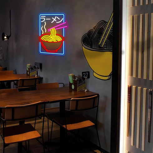 Ramen Neon Sign Pink LED Noodles Light Up Restaurant Shop Bedroom Home Bar Noodles Decor Japanese Neon Signs for Wall