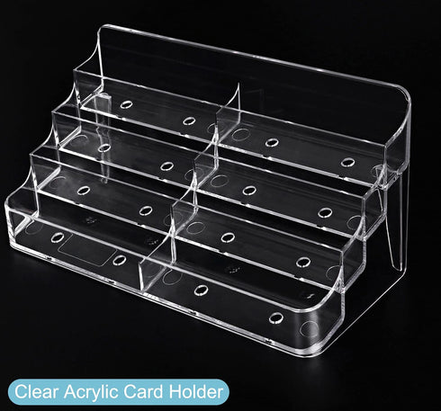 Business Card Holder, 8 Pocket Acrylic Stand for Desk, Clear Business Card Display for Home and Office, 4 PCS