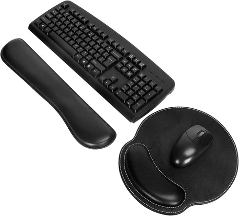 RICHEN Ergonomic PU Leather Keyboard Wrist Rest and Mouse Pad Set with Memory Foam for Computer/Laptop, Comfortable