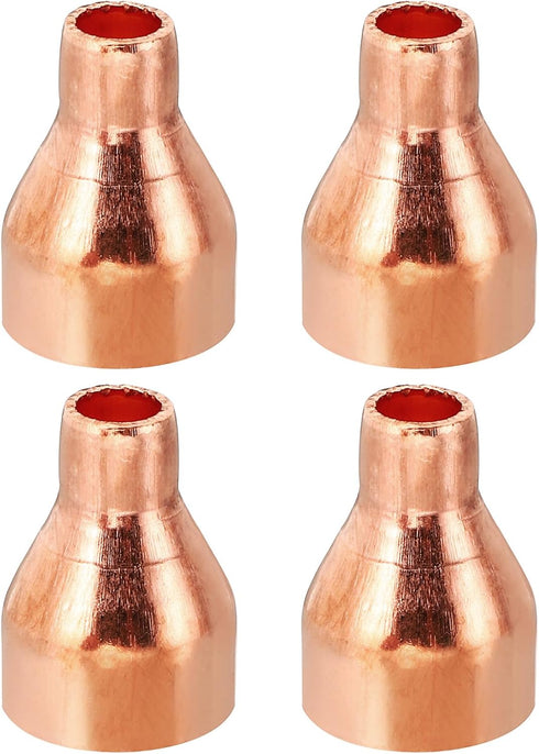 PATIKIL 5/8" to 1/4" ID Copper Reducer, 4pcs 99.9% Pure Copper Reducing Coupling Pressure Fitting Adapter