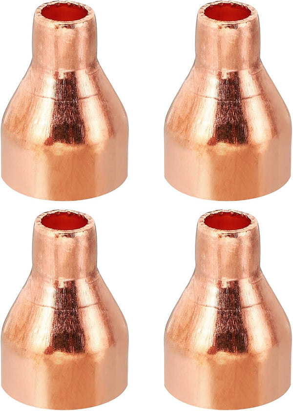 PATIKIL 5/8" to 1/4" ID Copper Reducer, 4pcs 99.9% Pure Copper Reducing Coupling Pressure Fitting Adapter