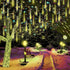 Outdoor Christmas Lights, Meteor Shower Lights, 30cm, 8 Tube, 144 LED Falling Raindrop Fairy String Light for Holiday