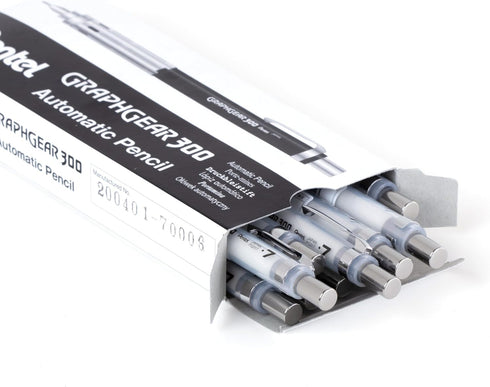 Pentel GraphGear 300 Mechanical Pencil - Box of 12 Pencils, White (0.7mm)