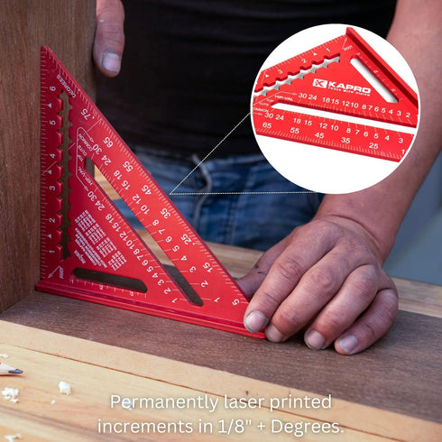 Kapro 446 High Definition Anodized Rafter Square, 7 Inch, Lightweight & Compact with Conversion Table and Protractor