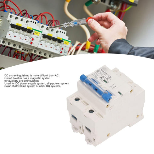 DC Miniature Circuit Breaker, 2 Pole 1000V 125Amp Isolator for Solar PV System, 35mm DIN Rail