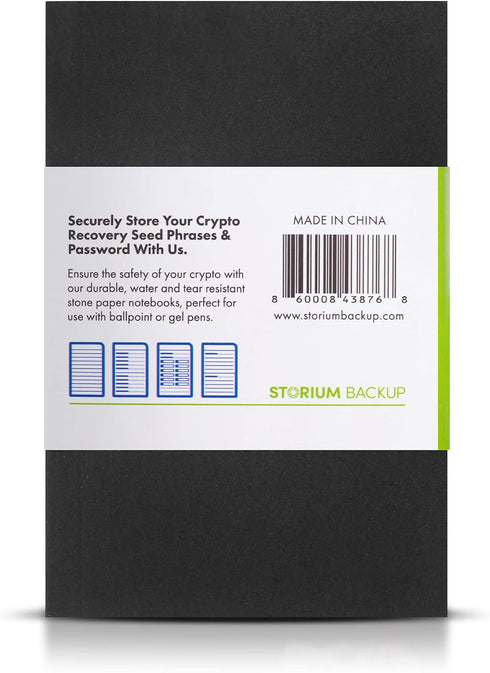 Storium Crypto Seed Phrase Storage Notebook, Waterproof Stone Paper, Pocket Size 2-Pack, Secure Cryptocurrency Backup