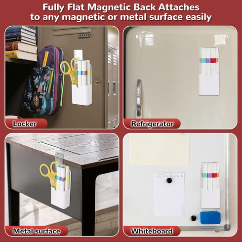 EMUTOL 2 Pcs Magnetic Pen Holders, Plastic Magnetic Dry Erase Marker Holder, Magnet Pen Pencil Marker Storage Organizer