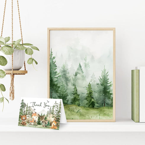 50 Pack 4 6 Inch FYSUIMU Woodland Thank You Cards Watercolor Mountain Forest Woodland Animal Greeting Cards