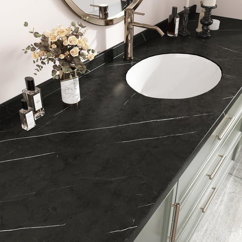 Matte Marble Black Contact Paper, 15.8''x78.8'', Peel and Stick Waterproof Wallpaper for Bathroom and Kitchen
