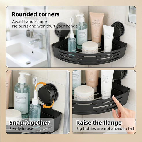 Generic 2026 Triangle Suction Cup Corner Shower Shelf, New No Drill Bathroom Corner Shelf, Heavy-Duty Strong Hold