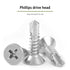 #8 x 1-1/2" Self Drilling Screw, Stainless Steel 410, Flat Head Phillips Wood Screw, 75 Pcs