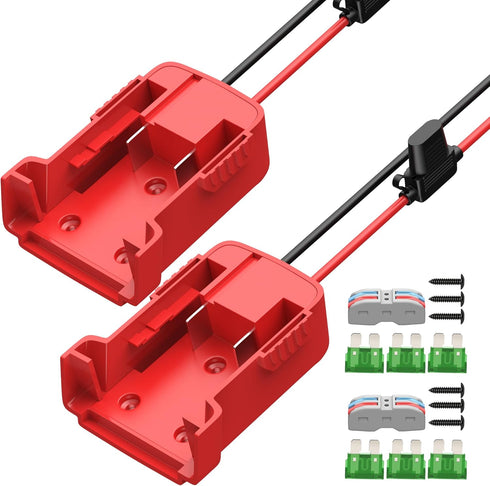 2PCS Power Wheel Battery Adapter for Milwaukee M18, 18V Battery Adapter Kit, 12 AWG Wire with Fuses