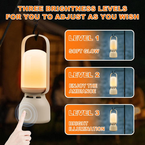 11 Dimmable Camping Lantern with Speaker, Portable Rechargeable Outdoor Lantern, Mode RGB Color LED Night Light