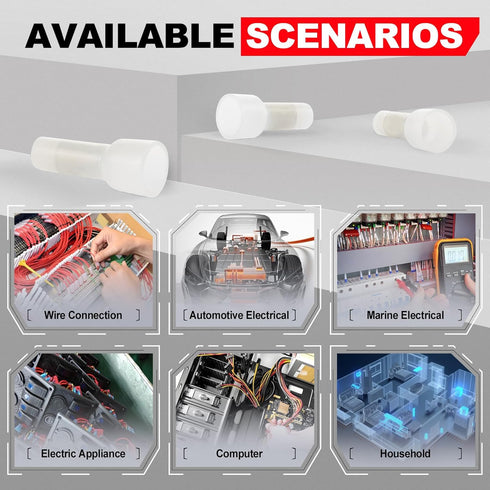 AIRIC 100 Pcs Closed End Crimp Connectors 22-16 AWG Wire Splice Caps Electrical Connector Terminals