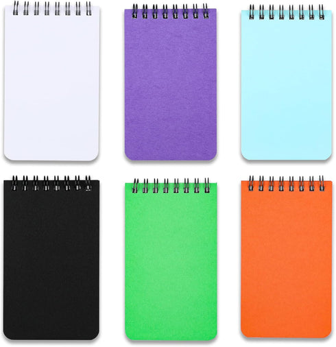 QiCheng Pocket Notebook, Small Notepad, 3X5 Inches, 6 Blank Spiral Notebooks