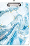 WAVEYU Cute Blue Clipboard, Letter Size with Low Profile Clip, Retractable Key Hole for Hanging Paperboard (Teal Marble)