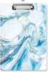 WAVEYU Cute Blue Clipboard, Letter Size with Low Profile Clip, Retractable Key Hole for Hanging Paperboard (Teal Marble)