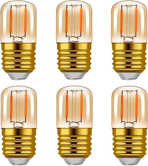 1W Low Wattage LED Edison Night Light Bulbs, T28 Mini Vintage, 10W Incandescent Equal, E26 Medium Base, 6 Pack