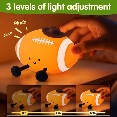 Dimmable 116 Bailey Baby Football Squishy Silicone Night Light, Touch Light Up Football for Kids & Toddlers, Soft Glow