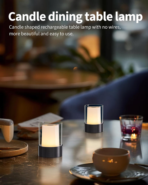 4" 2 Pack, LED Mini Cordless Table Lamp Outdoor Waterproof Lamp, Rechargeable Battery Operated Lamp, Portable Touch
