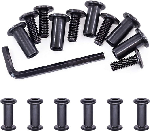 Swpeet 25Pcs M6x16mm Carbon Steel Black Hex Drive Socket Cap Bolts with Barrel Nuts Assortment Kit and Allen Wrench