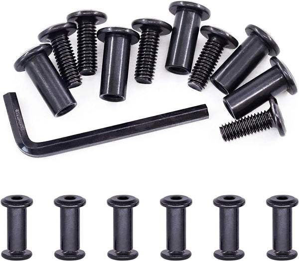 Swpeet 25Pcs M6x16mm Carbon Steel Black Hex Drive Socket Cap Bolts with Barrel Nuts Assortment Kit and Allen Wrench