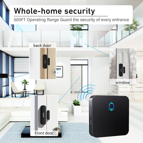 SECRUI Wireless Door Chime, 500ft Range Door Ringer Alert Buzzer Alarm for Home and Office