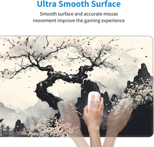 Japanese Mouse Pad, Large XL Anime Gaming Desk Mat, Non-Slip Rubber Base, 31.5”x11.8”