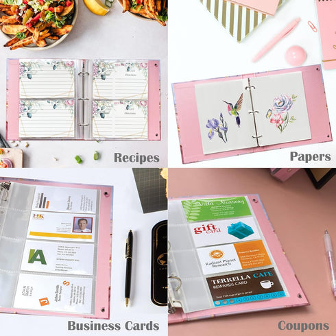 Mini 3 Ring Binder (Lightpink Marble) - 5.5 x 8.5 in, 1 Inch with Elastic Cord, Fits Loose Leaf Paper