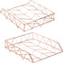 Paper Junkie 2 Pack Metal Rose Gold Desk Organizer, Letter, File, and Document Holder (10 x 12 in)