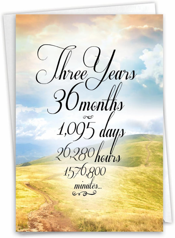 NobleWorks 3 Year Anniversary Recovery Greeting Card (5 X 7 Inch) with Envelope - Encouragement Sobriety Milestone