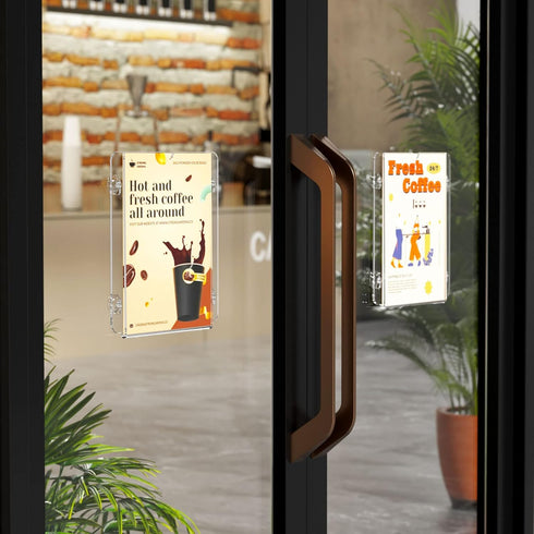 8.5 11, HIIMIEI Acrylic Window Sign Holder with Suction Cup X Clear Acrylic Frames Glass Door Wall Mount Advertising