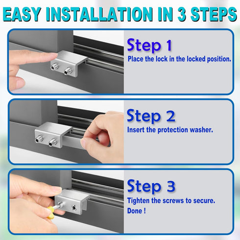 STERGDE (10 Sets), Sliding Window Locks Security Window Locks with Keys, Adjustable Aluminum Sliding Window Stops, Easy