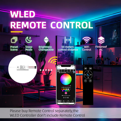 ESP32 DC5-24V WS2811 WS2812B SK6812 SM16703P Ultra-Thin WLED Digital Light Strip Controller with Mic Sound Mode RGB IC