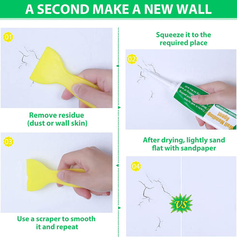 Drywall Repair Kit - Large Hole Patch Kit, Wall Mending Agent with Scraper, Easy to Fill Holes (2 Pcs)