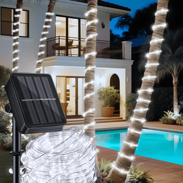 LairtPOW Solar Rope Lights 39FT 100LEDs,IP65 Waterproof Outdoor String Light, Palm Tree