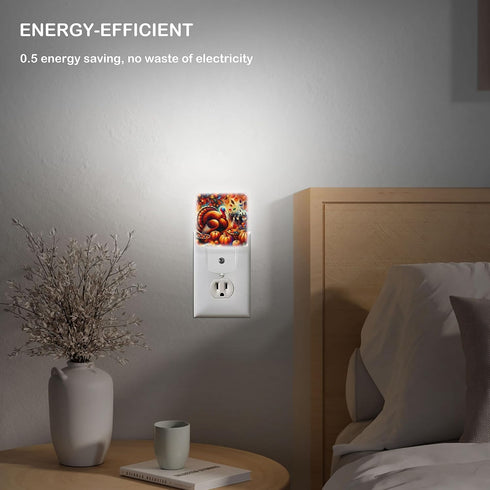 Jahiona White,0.5W LED Night Light Lamp with Smart Sensor Dusk to Dawn Sensor,Artistic of Thanksgiving Turkey Blobism