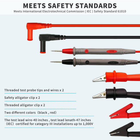 WG-011 III Test Lead Kit with Safety Alligator Clips Soft Silicone Electrician Test Leads CAT IV 1000V (Test Lead)