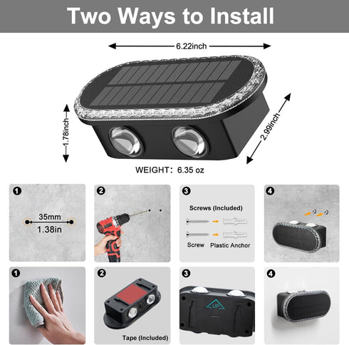3 IP65 12H 2 Pack Ellasay Fence Lights Solar Powered: Outdoor LED Wall Lighting Dual Beam and Color Modes Waterproof