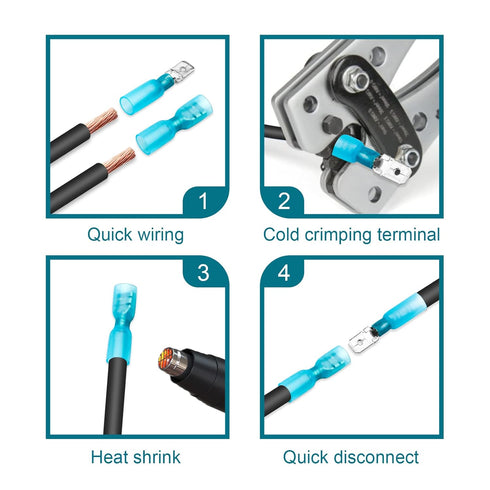 MENTBERY 240 PCS Heat Shrink Spade Connectors, 22-10 AWG, Male and Female Wire Connectors