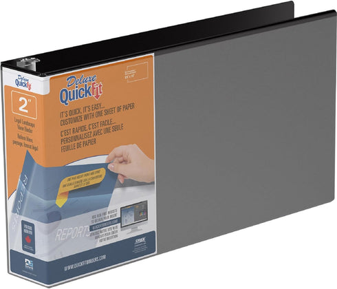 QuickFit Heavy Duty 8.5 x 14 Landscape Spreadsheet View Binder, 2 Inch Round Ring, Black