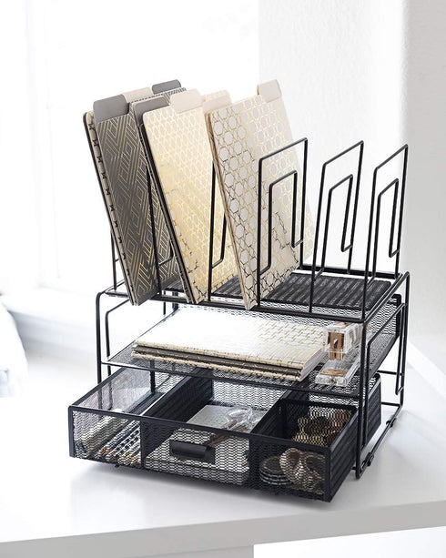 BLU MONACO Black Workspace Desk Organizers and Storage Accessories with File Organizer