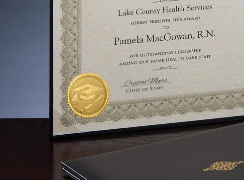 PaperDirect Gold Foil Embossed Graduation Cap and Diploma Certificate Seals, 2 Inch, Self Adhesive, 102 Count